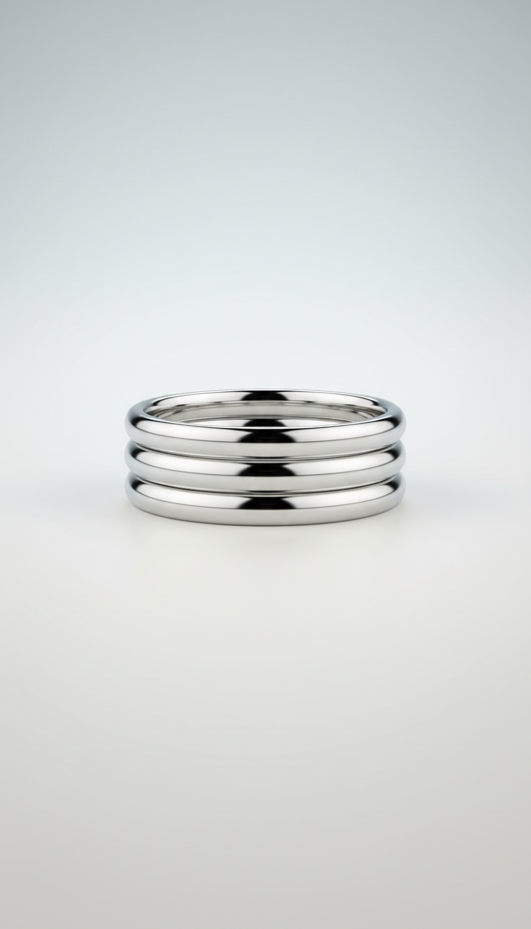 Custom Platinum Stacking Bands with Palm Motif Engraving