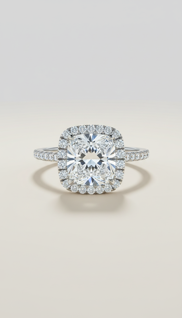 Cushion-Cut Diamond Engagement Ring in Platinum
